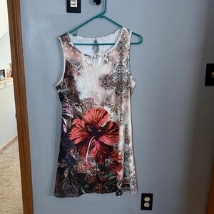 Floral Print Sleeveless Tank Top - Red Floral